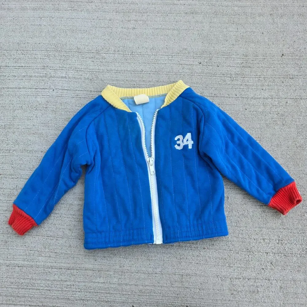 Vintage 80s Baby Quilted Outfit Set Carter’s Blue Overalls Jacket Blue #34